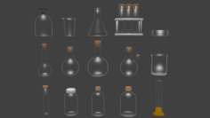 Chemical glassware kit low poly 3D Model