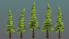 Confier trees pack low poly 3D Model