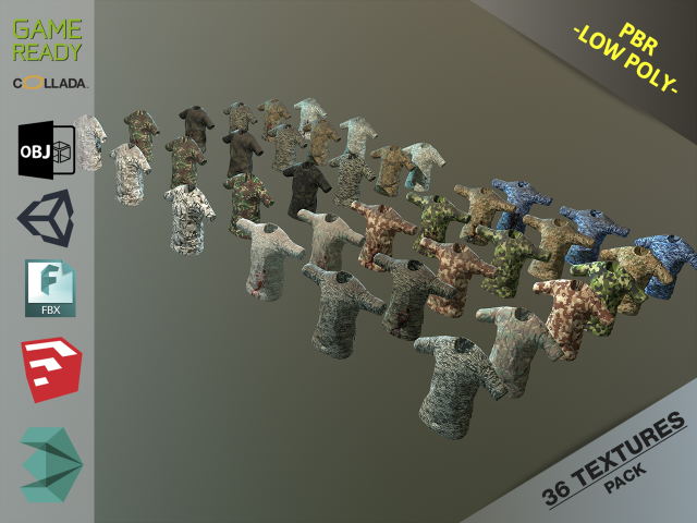 Camouflaged Shirts 3D Model