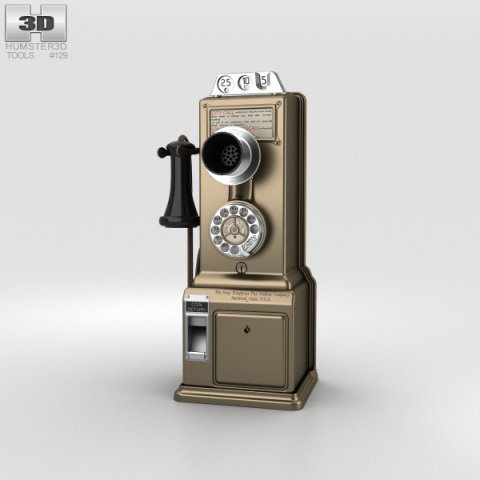 Gray Telephone Pay Station 3D Model