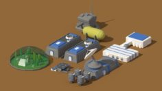 Low Poly Scifi Space Colony Pack 3D Model