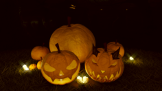 Pumpkin Halloween Scene 3D Model