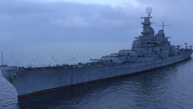 USS Iowa BB-61 with F4F 3D Model