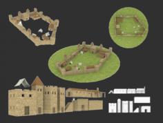 Castle constructions and example object 3D Model