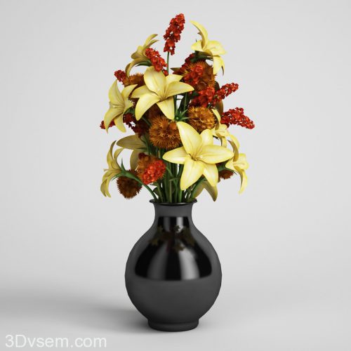 Flower Bouquet With Flower Pot 3d Model 3dhunt Co