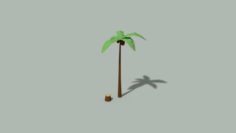 Low Poly Palm Tree and Trunk 3D Model