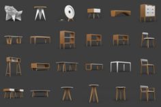 Set of 25 models of 3d chairs sofas and desks 3D Model