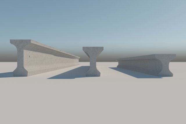 Reinforced Concrete Road I-beams Free 3D Model