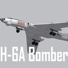 Chinese Air Force H-6A bomber low polygon 3D Model
