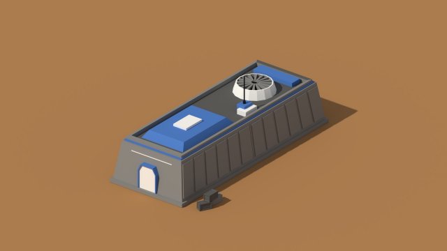 Low Poly Scifi Hangar 1 3D Model