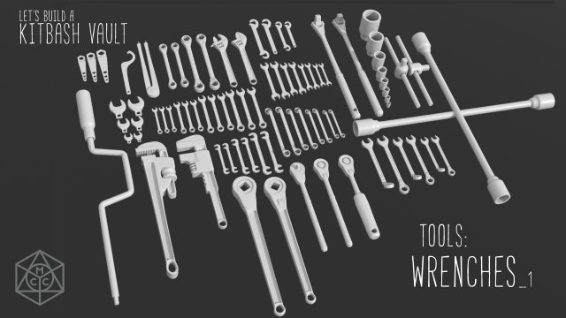 Kitbash Vault Tools Wrenches 3D Model