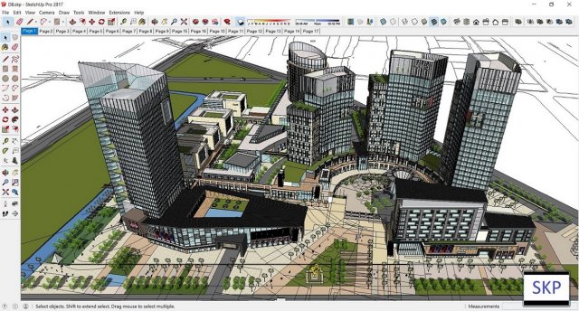 Sketchup Commercial and office residential complex D8 3D Model