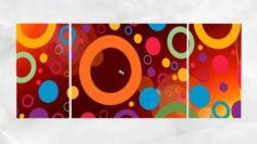 Triptych Wall Art Colored Circles 1 3D Model