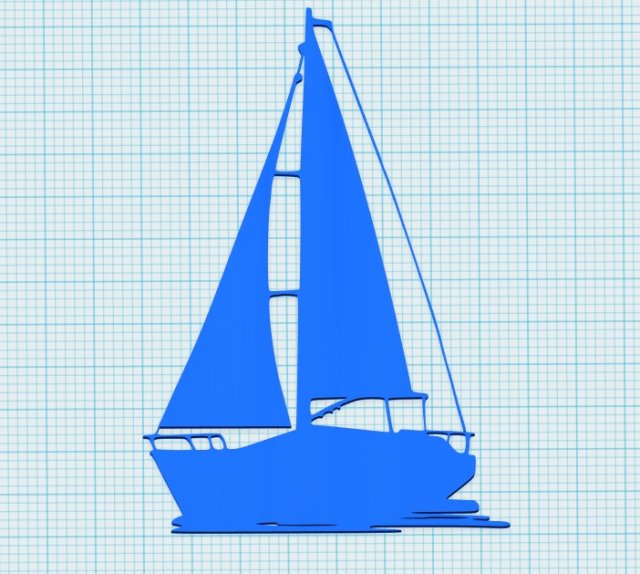 Sailing boat for wall decoration 3D Model