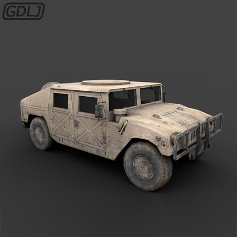 DC humvee Low Poly with Full textures 3D Model