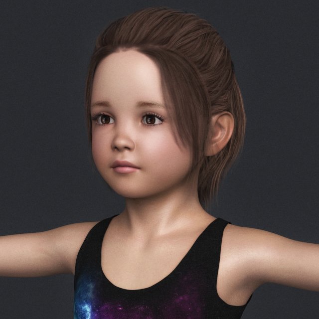 Realistic Cute Child Girl 3D Model
