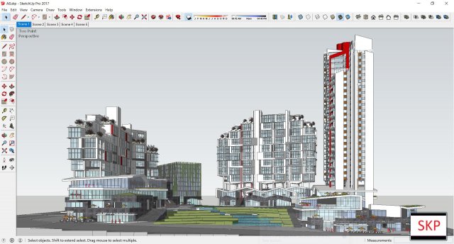 Sketchup residential complex A8 3D Model