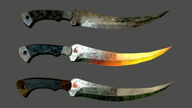 Pack of knives and textures 3D Model