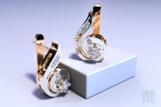 Gold note earrings 3D Model