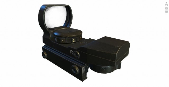 Weapon accessorie – Red dot sight – fbx and texture and ready scene for marmoset toolbag 3D Model