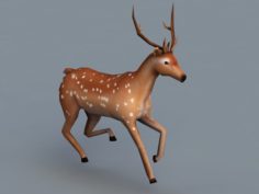 Low poly Jungle Deer Running Animated Rigged – A37 3D Model