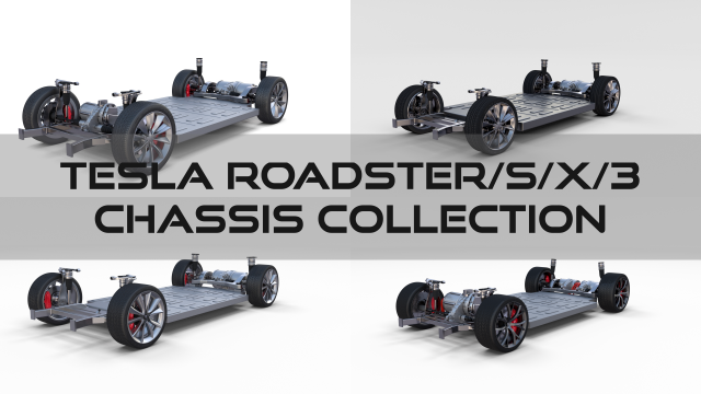 Tesla Roadster Model S X 3 Chassis Pack 3D Model