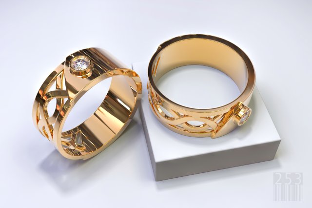 Jewelry ring with pattern and diamond 3D Model