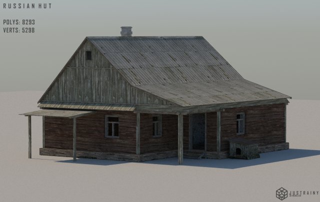 Low-poly Russian village hut 2 3D Model