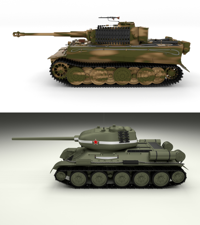 T34-85 Tiger Tank Late Pack 3D Model