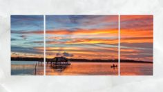Triptych Wall Art Lagoon Sunset 1 3D Model