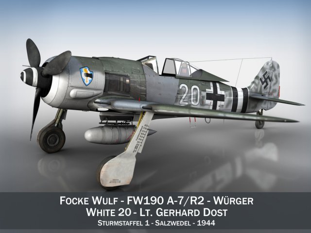 Focke Wulf – FW190 A-7 – White 20 3D Model