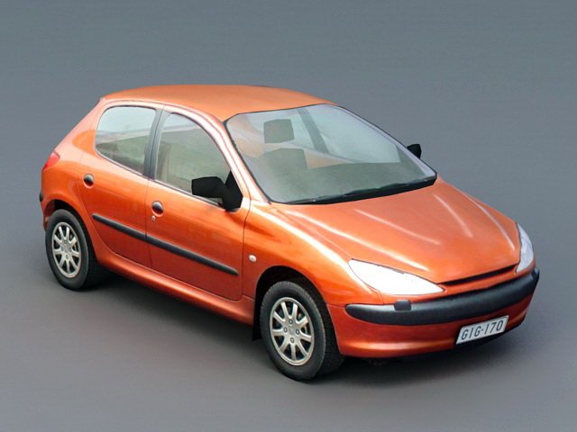 Orange 206 Hatchback 3D Model