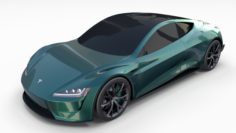 Tesla Roadster Green 3D Model