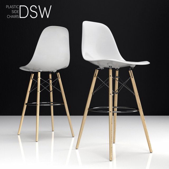 Eames DSW Bar plastic side chairs 3D Model