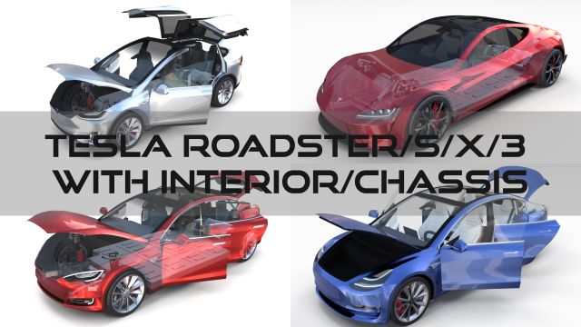 Tesla Roadster Model S X 3 3D Model