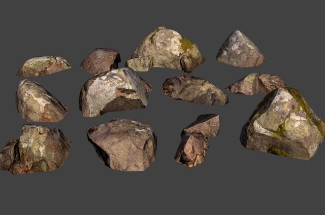 Small rock stones lowpoly 3D Model