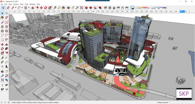 Sketchup Commercial and office complex C3 3D Model