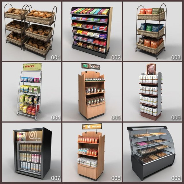 Package of Shelf Dairy food shop – 19 model 3D Model