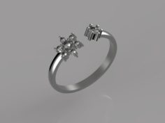 Gold ring with diamonds 3D Model