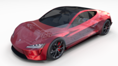 Tesla Roadster 2020 with interior and chassis 3D Model