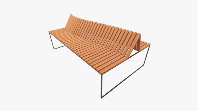 Wooden and Metal Bench 3D Model
