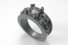 Duel Skull Diamond Ring 3D Model