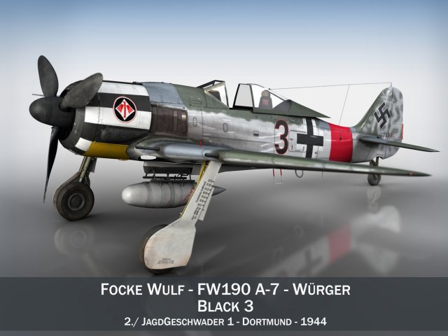 Focke Wulf – FW190 A7 – Black 3 3D Model