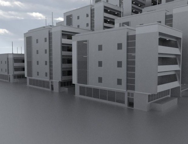 Residential Building Set 3D Model