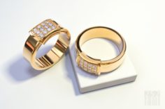 Gold ring with diamonds 3D Model