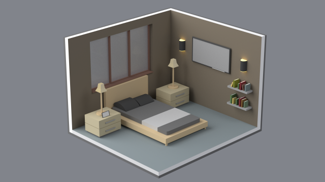 Isometric Low Poly Bedroom Free 3D Model