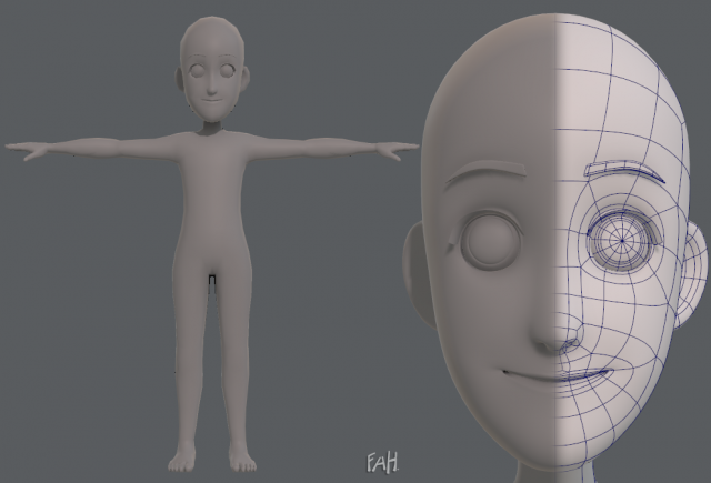 Base mesh boy character V07 3D Model