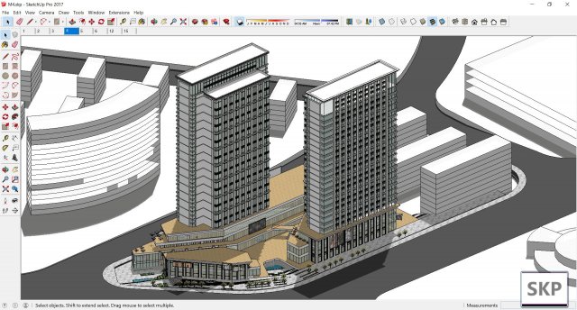 Sketchup Commercial and office complex M4 3D Model