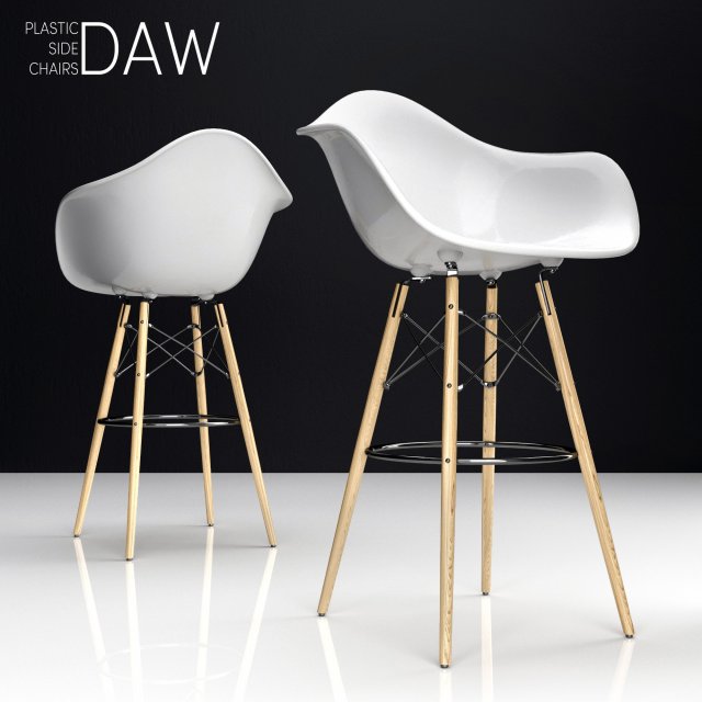 Eames DAW Bar plastic side chairs 3D Model