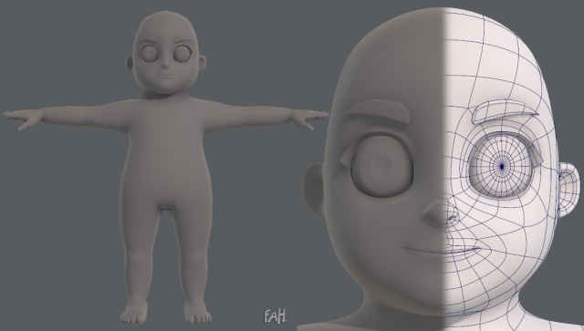 Base mesh boy character V06 3D Model